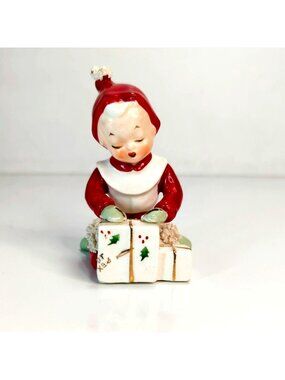 Vintage Napco Christmas Spaghetti Elf Pixie Figurine S981B Japan Ceramic 3.75"